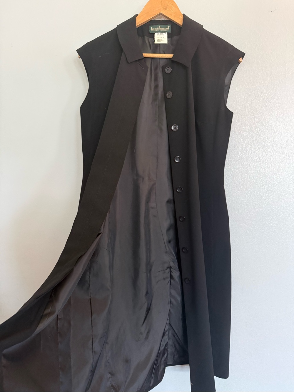VTG 1970s Harvé Benard Sleeveless Blazer Overcoat Button-Front Long Open Dress